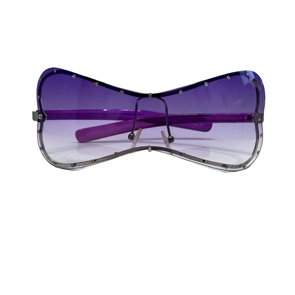 LANCASTER ITALY POLARIZED FULL RIM PURPLE BUTTERFLY SUNGLASSES W .28ct DIAMONDS main image 5